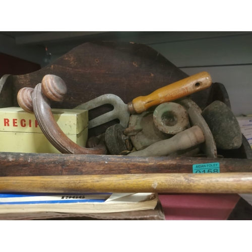 158 - Mixed lot of old Ledgers, Desk Tidy, Invoices and Croquet Mallet from Scotts of Kilkee