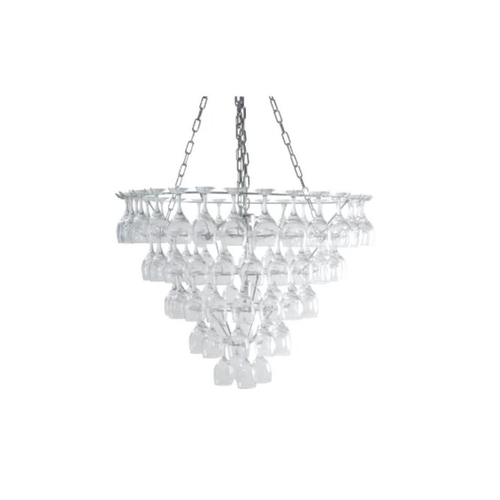 435 - Chrome Light Fitting with Glass Hanging Rack - impressive feature piece