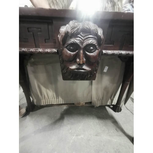 341 - Mahogany Consul Table with Grotesque Mask Decoration from Powerscourt (120cm x 45cm) 90cm H