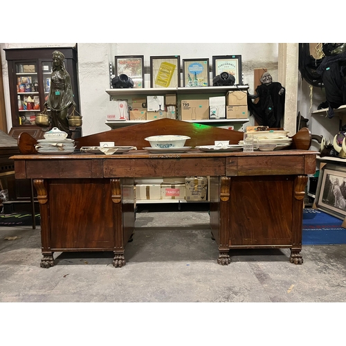 259a - Victorian Mahogany Pedestal Sideboard wtih Gallery Back