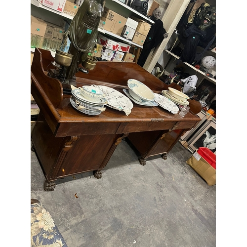 259a - Victorian Mahogany Pedestal Sideboard wtih Gallery Back