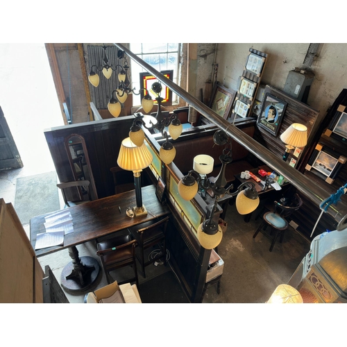 737 - Bar Partition Section with 2 Leaded Glass Panels and a High Table (all well made)