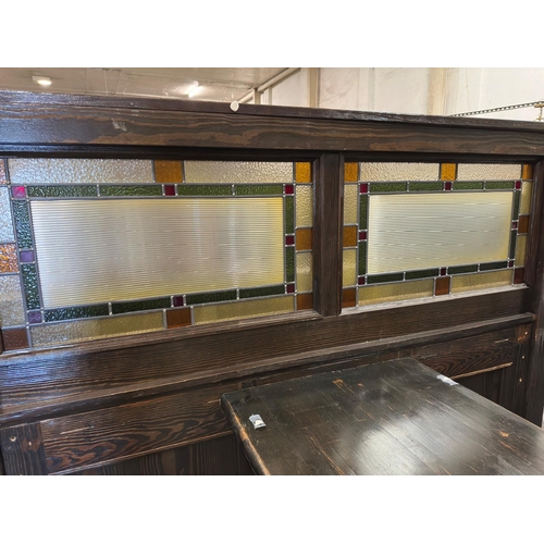 728 - Open Seated Fitted Snug with extended table with stained glass panels Lot 728 seat 93 x 70 inches
Ba... 