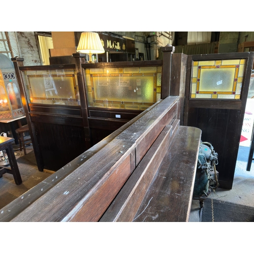 737 - Bar Partition Section with 2 Leaded Glass Panels and a High Table (all well made)