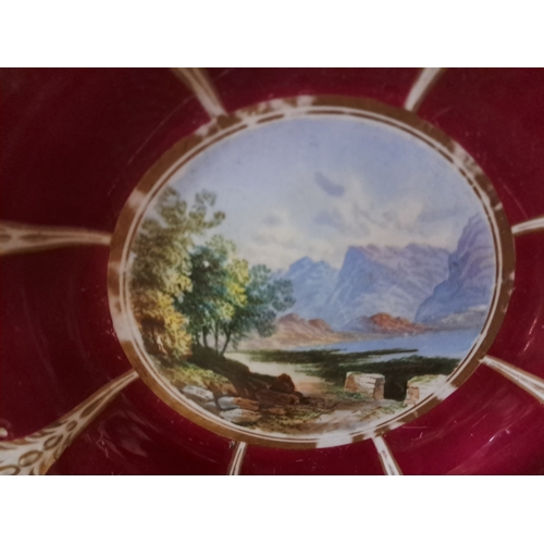 156 - 6 Piece Porcelain Dessert Service with Painted Scenes of Landscapes