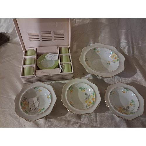 159 - Vintage 12 Piece Porcelain Espresso Coffee Set and 7 Piece Fruit Salad Set