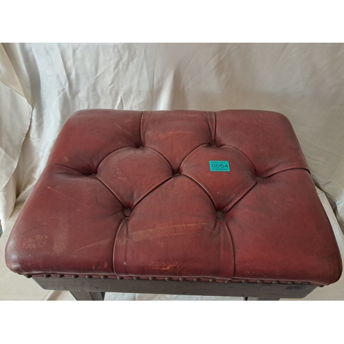 54 - Edwardian Mahogany adjustable Piano Stool with Red Leather Seat