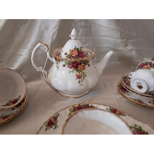 55 - Royal Albert Old Country Rose 36 Piece Tea Set including Tea Pot (serves 10)