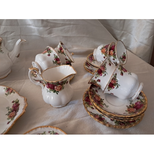 55 - Royal Albert Old Country Rose 36 Piece Tea Set including Tea Pot (serves 10)