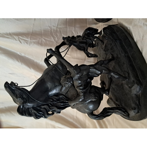 58 - After Coutou - Pair of Vintage Marley Horses - Spelter (43cm Tall)