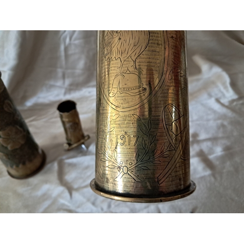 7 - Four Trench Art Vases including a Pair of probably World War 1 (Tallest 23cm)