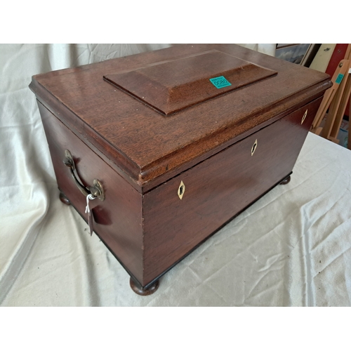 80 - 19th Century Mahogany Silver Chest with 3 Locks on 4 Bun Feet (50cm x 33cm x 30cm)