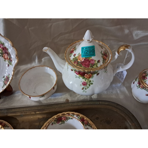 299 - Collection of Royal Albert Old Country Rose Bone China including a large Tea Pot and Silver Plated T... 