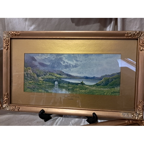 330 - Alfred De Breanski Set of 4 Killarney interest Prints in Gilt Frames - Lower Lake, Serpents Lake, Th... 