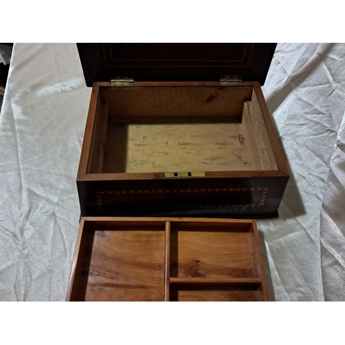 360 - 19th Century Killarney Wood Sacophagus Yew Wood and Arbutus Deed Box with replacement Tray - inscrib... 