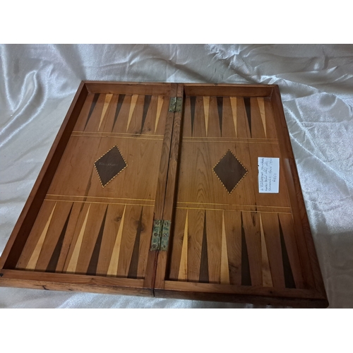 365 - 19th Century Killarney Wood Yew and Arbutus Games Board Inlaid with Shamrocks (50cm x 28cm x 5cm)