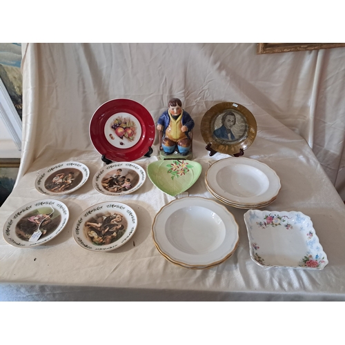 419 - Carltonware Dish, Character Figure, together with a collection of Cabinet Plates and Soup Bowls