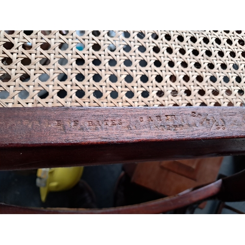 424 - Pair of Regency Mahogany Bergere Cane Chairs with Stamp 