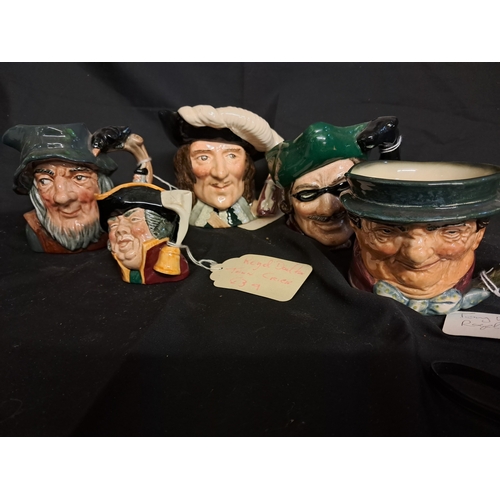 544 - Lot of 5 Royal Doulton Character Toby Jugs (Tallest 11cm)