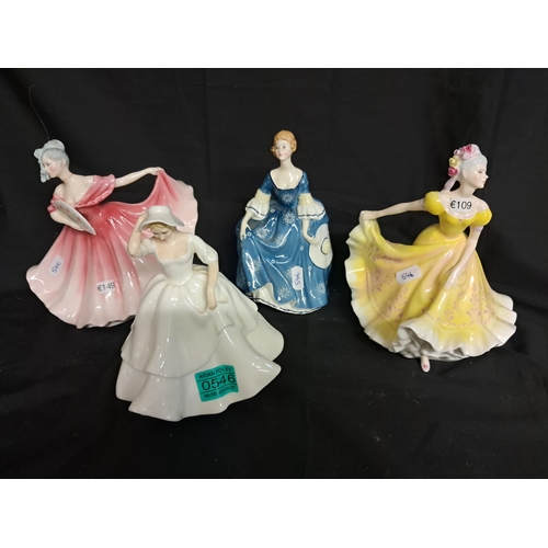 546 - Four Royal Doulton Girl Figures: Elaine, Hilary, Samantha and Ninette (Tallest 20cm)