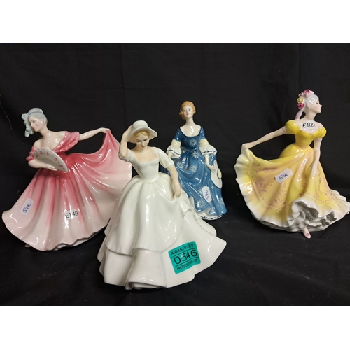 546 - Four Royal Doulton Girl Figures: Elaine, Hilary, Samantha and Ninette (Tallest 20cm)