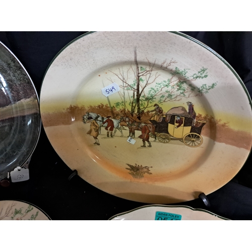 549 - Lot of 4 Royal Doulton Plates with Coaching Scenes and 2 other Royal Doulton