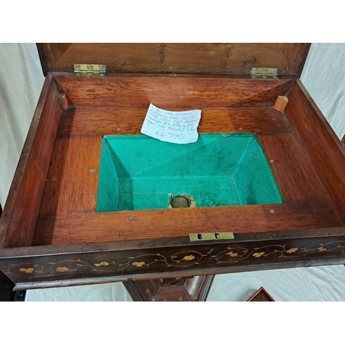 700 - Mid 19th Century Killarney Wood Sewing Table in Yew and Arbutus Wood. Profuslely Inlaid with Irish S... 