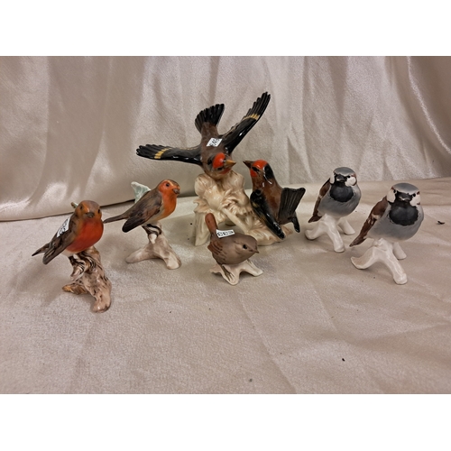 714 - Nice collection of Goebel China Bird Figures including 2 Robins (6) - Tallest 13cm