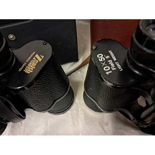 742 - Three Pairs of Binoculars including Two Zenith examples - all in cases