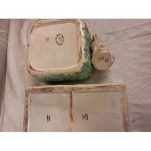 784 - Three Pieces of Carrig Ware Pottery including 2 Bowls and a Rabbit Figure (one rim chipped)