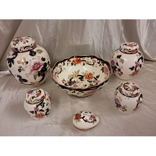 806 - Nice lot of Masons Ironstone Mandalay Pattern China including Large Fruit Bowl, 4 Ginger Jars and an... 