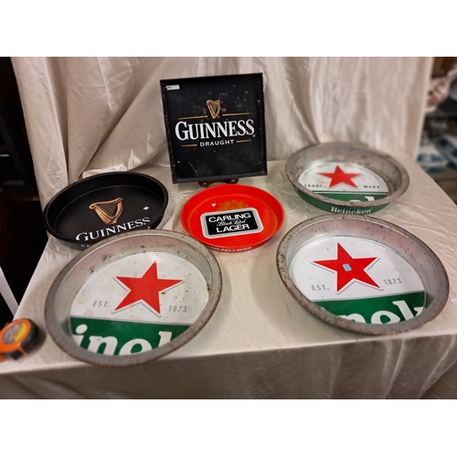 812 - Lot of 6 Vintage Drink's Trays including 2 Guinness examples