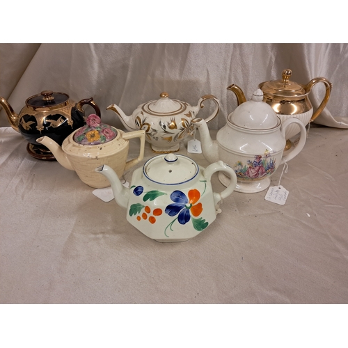 814 - Lot of 6 Vintage Pottery Tea Pots