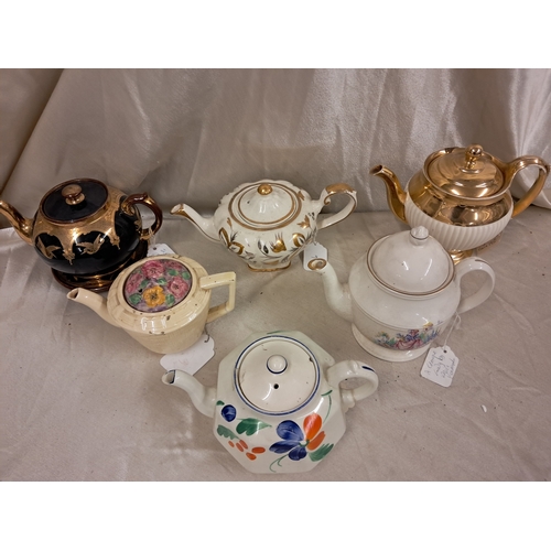 814 - Lot of 6 Vintage Pottery Tea Pots