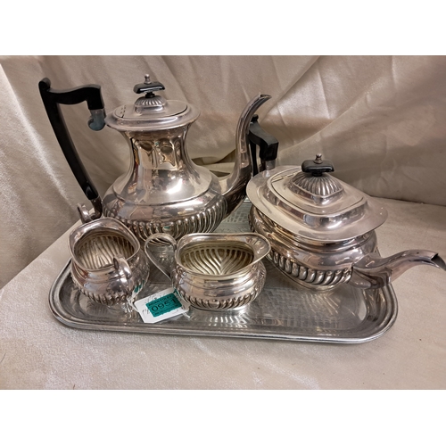 951 - Viners of Sheffield 4 Piece Silver Plate Tea and Coffee Set on a Tray