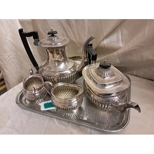 951 - Viners of Sheffield 4 Piece Silver Plate Tea and Coffee Set on a Tray