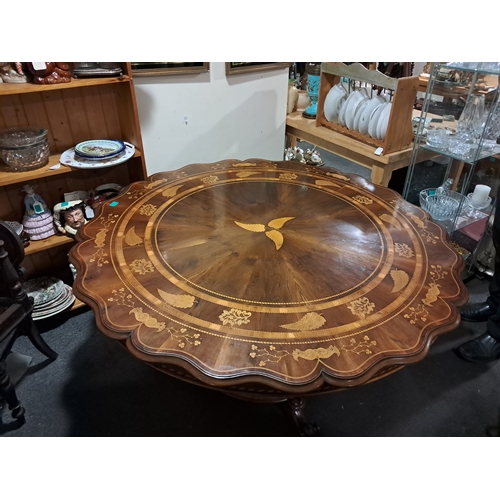 952 - 19th Century Killarney Wood Breakfast Table profusley Inlaid with Killarney Ferns, Sprigs of Shamroc... 