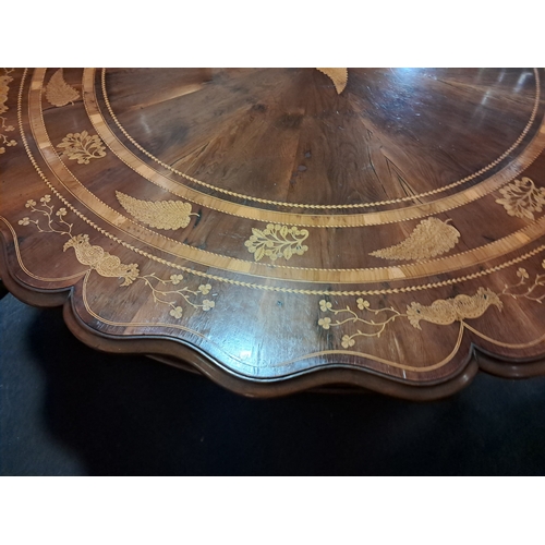 952 - 19th Century Killarney Wood Breakfast Table profusley Inlaid with Killarney Ferns, Sprigs of Shamroc... 