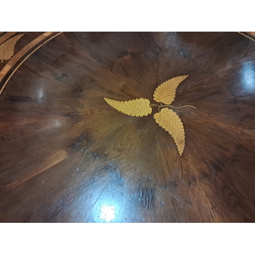 952 - 19th Century Killarney Wood Breakfast Table profusley Inlaid with Killarney Ferns, Sprigs of Shamroc... 