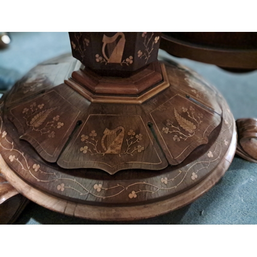 952 - 19th Century Killarney Wood Breakfast Table profusley Inlaid with Killarney Ferns, Sprigs of Shamroc... 