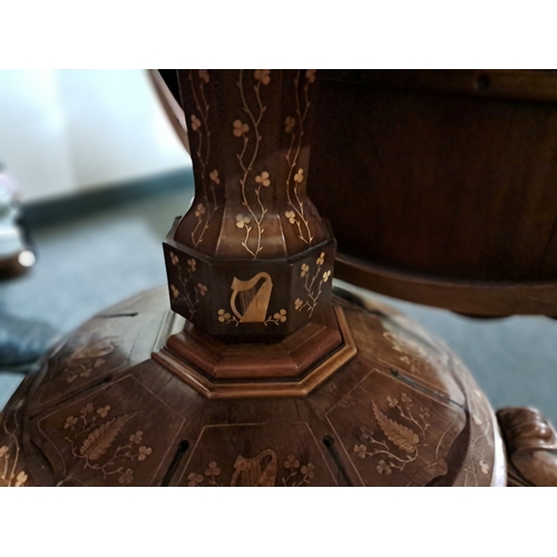 952 - 19th Century Killarney Wood Breakfast Table profusley Inlaid with Killarney Ferns, Sprigs of Shamroc... 