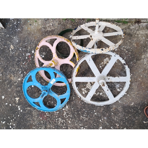 1059 - Four Victorian Cast Iron Wheels and a Rim