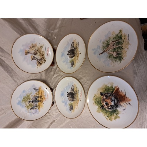 1236 - The David Shepher Wildlife Collection Set of 6 Wedgewood Cabinet Plates (27cm Diameter)