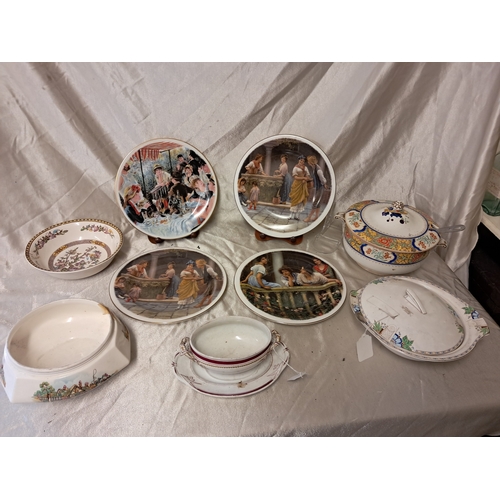 1237 - Lot of Vintage Pottery Vegetable Dishes, Fruit Bowls and Cabinet Plates