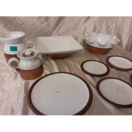 1240 - Collection of Stephen Pearse Pottery including 2 Fruit Bowls, 2 Milk Jugs and 5 Cake Plates