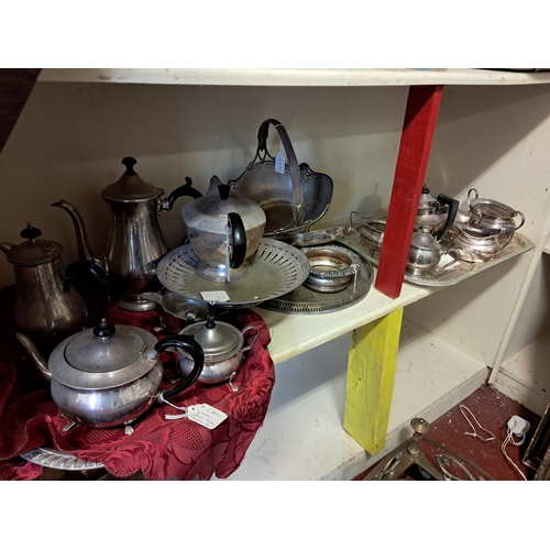 1245 - Large lot of Silver Plated Tea Ware including Coffee Pots, Tea Pots, Trays, Jugs, Bowls etc - all on... 