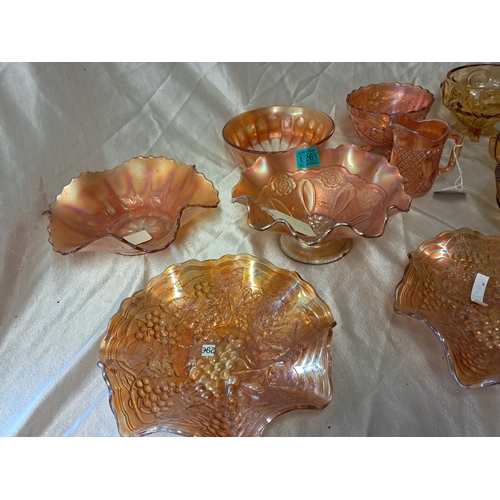 1261 - Collection of Art Glass including 7 Carnival Glass and 3 Amber Glass