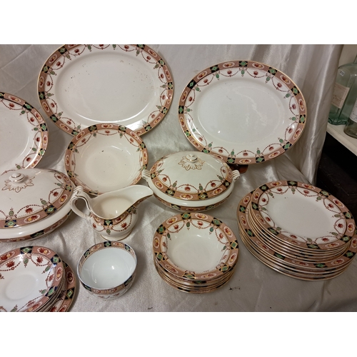 1273 - Large Arklow Pottery part Dinner Service Pattern 812 including 3 Graduated Platters, Pair of Vegetab... 