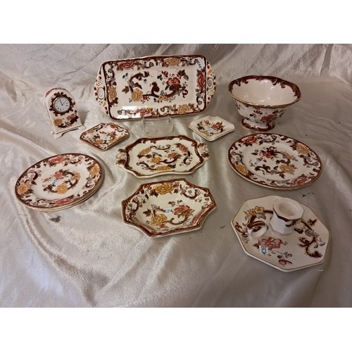 1278 - Lot of Masons Ironstone Pottery, Brown Velvet including Dishes, Bowls and Candlestick (10 Pieces)