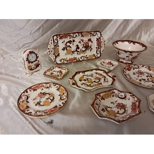 1278 - Lot of Masons Ironstone Pottery, Brown Velvet including Dishes, Bowls and Candlestick (10 Pieces)